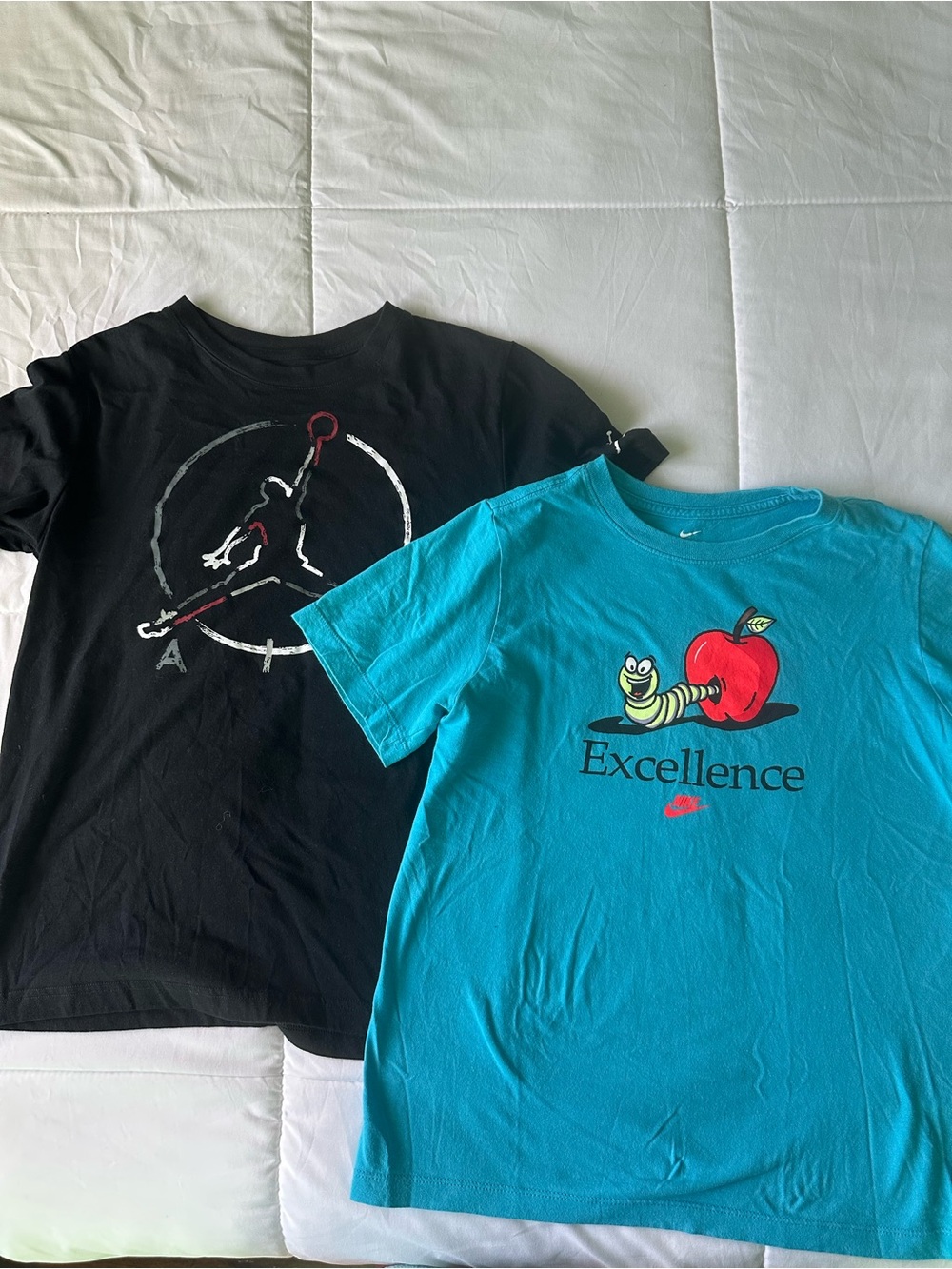 Jordan Black & Teal Graphic Boys' Tees-Two shirts